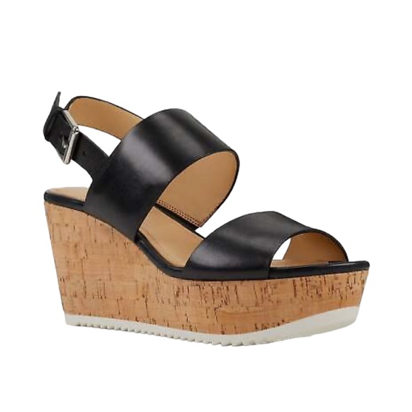 Nine West Dina Black Platform Wedge Sandals - Picture 1 of 6